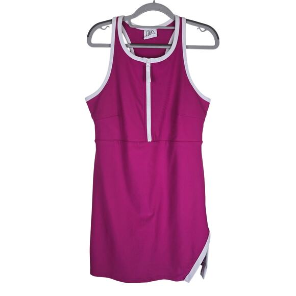 Sage Collective Pink Athletic Front Zip Built In Shorts Inside Pocket Dress 12 - Picture 1 of 7
